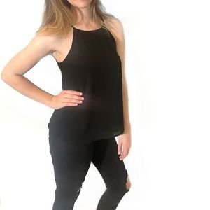 NOROH sleeveless tank top blouse high neck button down back black size small